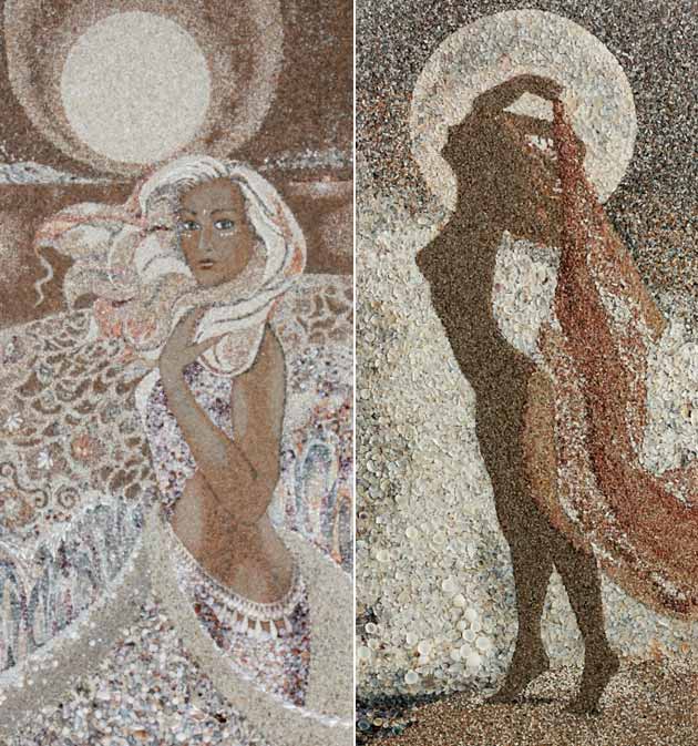 mozaik od pijeska i školjki